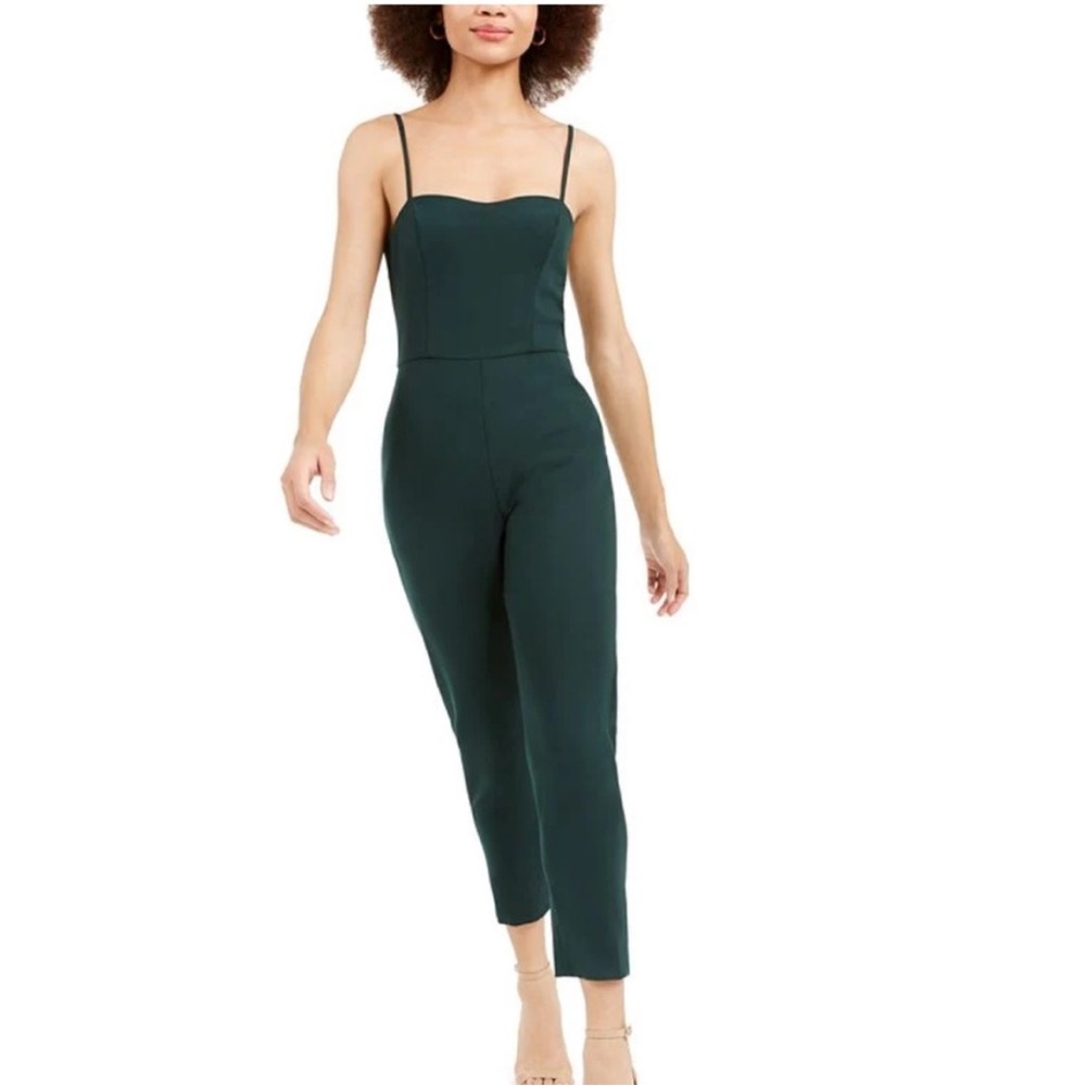 NWT French Connection Jumpsuit Bayou Green Wide Leg Spaghetti Strap Zip Back